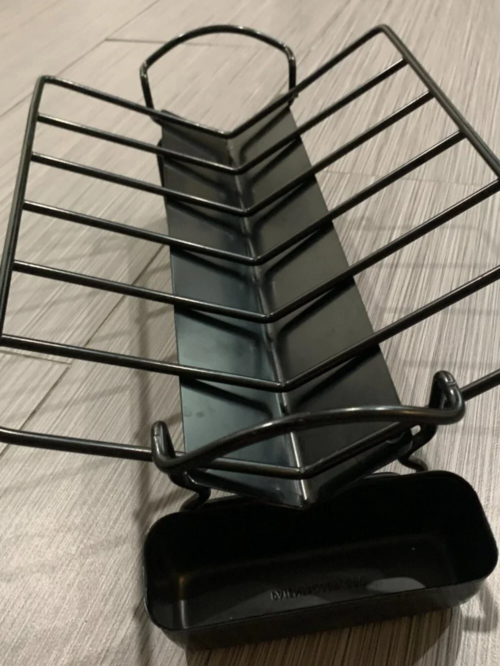 Black Metal V-Rack Roasting Stand with Removable Grease Tray – Patent D356990
